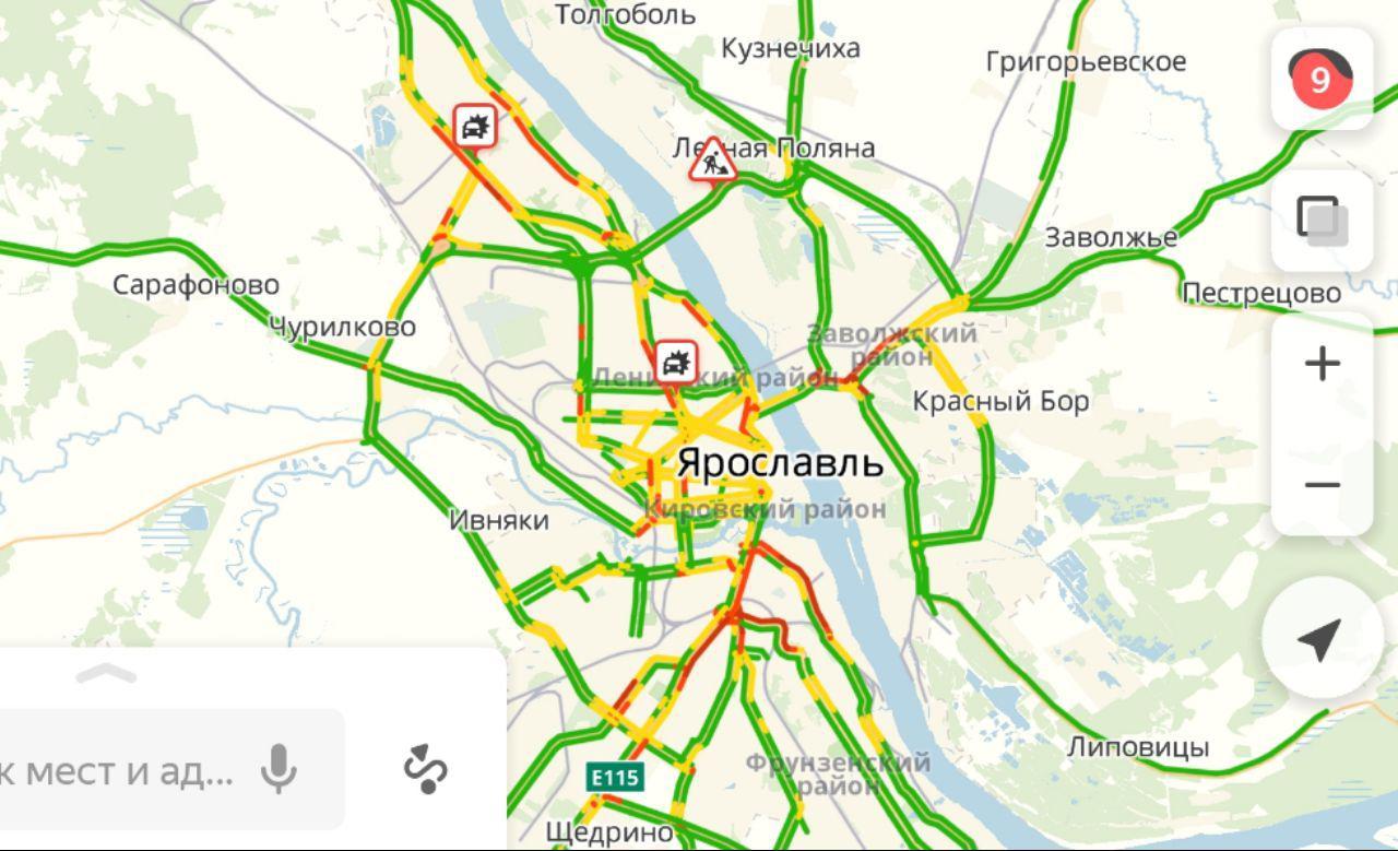 Не доброе утро: Ярославль встал в девятибалльные пробки