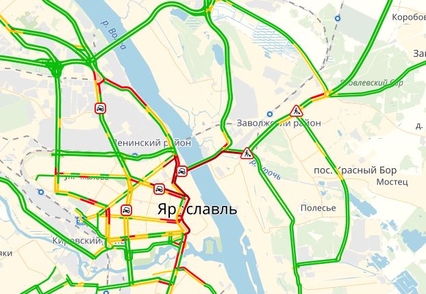 Ярославль встал в гигантскую пробку от Московского до Авиаторов