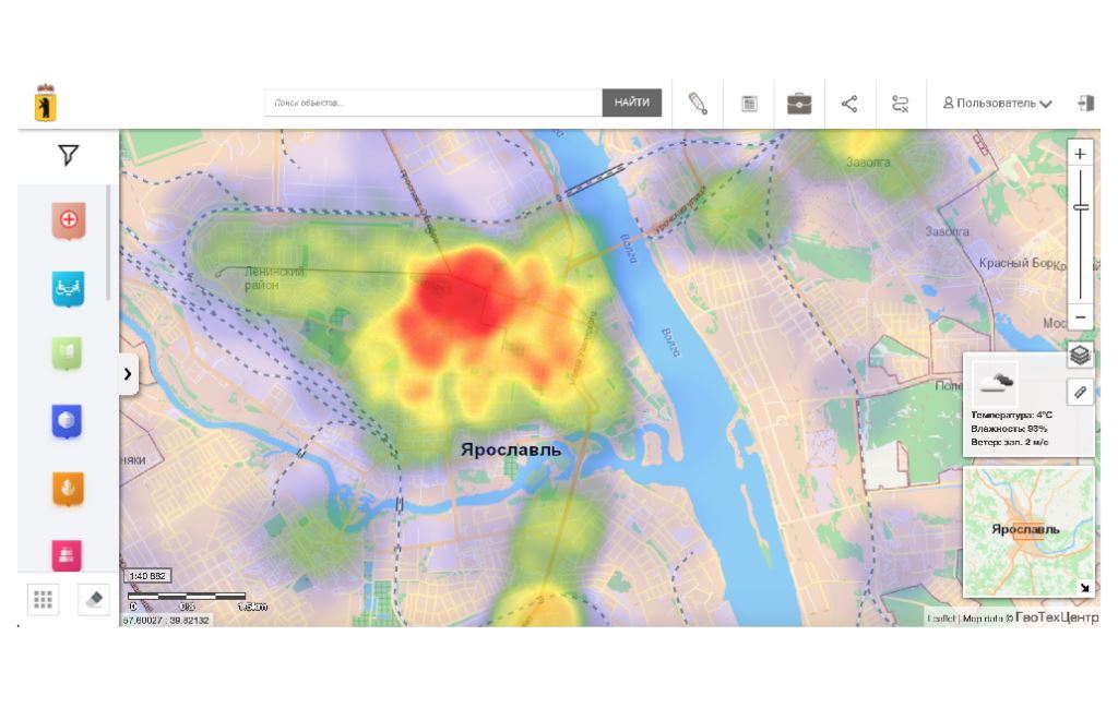Наиболее безопасные участки дорог и места концентрации ДТП в Ярославской области отметили на Геопортале