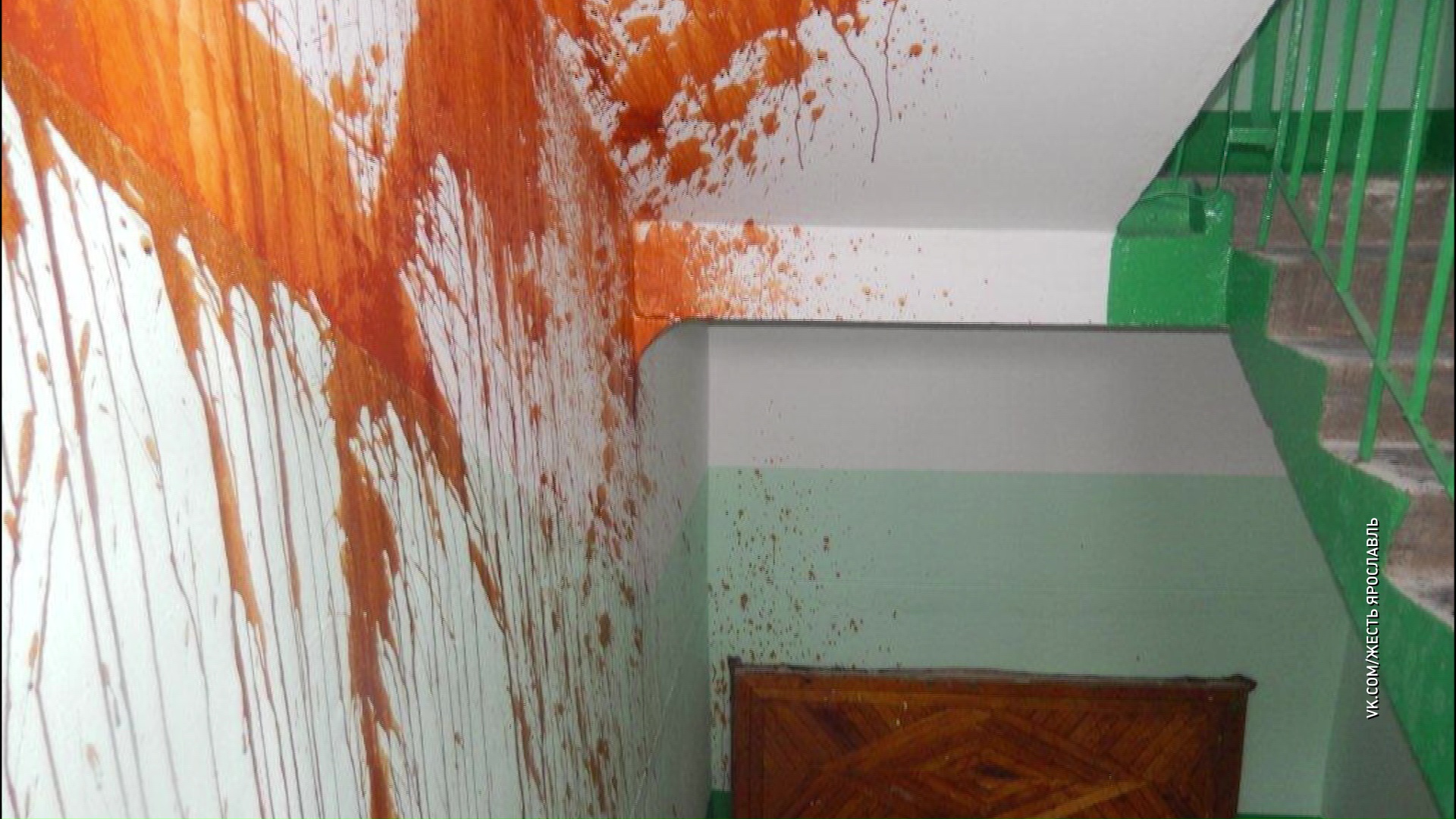Вандалы облили краской только что отремонтированные стены в ярославской многоэтажке