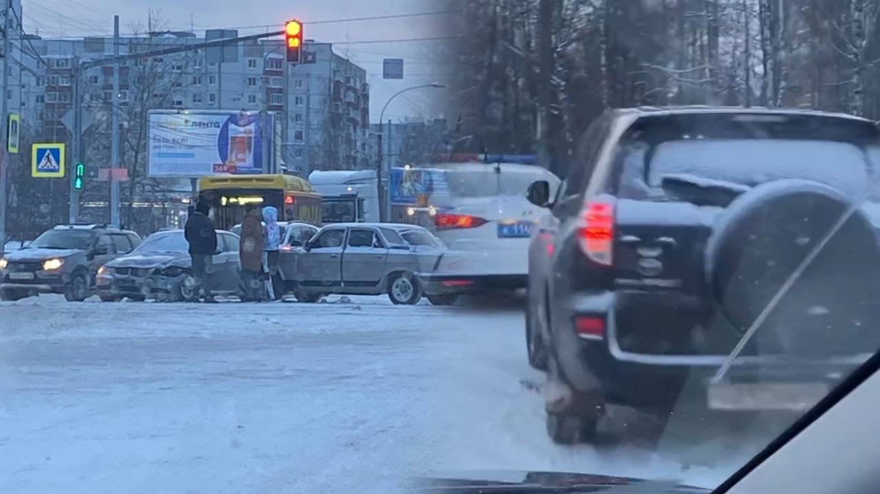 Сразу две аварии случились сегодня утром в Ярославле на Ленинградском проспекте