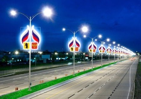 52 световых элемента с символами России и региона украсят въезд в Ярославль 