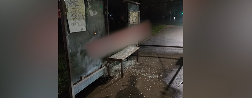 В Брагине вандалы расстреляли остановку из пневматического оружия