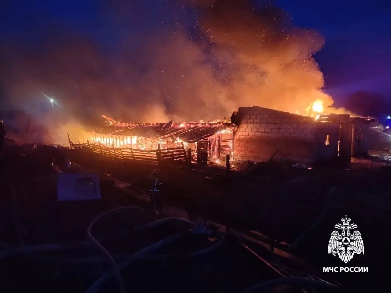 При пожаре на ферме в Ярославской области погибли люди и животные