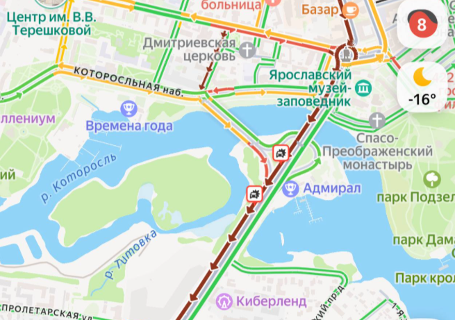 Пробки в Ярославле достигли 8 баллов